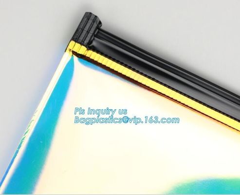 pencil case zipper slider travel cosmet bag, slider zipper clear transparent pvc packaging cosmetic bag, slider lock zip