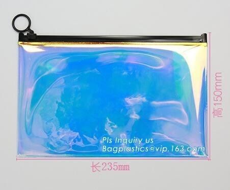 pencil case zipper slider travel cosmet bag, slider zipper clear transparent pvc packaging cosmetic bag, slider lock zip