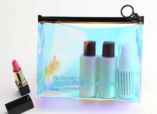 Standup cosmetics packaging PVC Slider bag, cosmetic slider eva zipper bag, Seal Heated PVC slider Cosmetic Bag