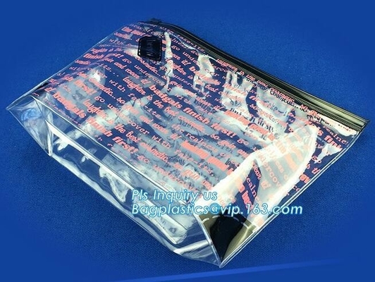 swimwear PVC vinyl Bag with slider zipper, Cosmetic Pouch good quality with zipper packing bag, slider button pvc transp