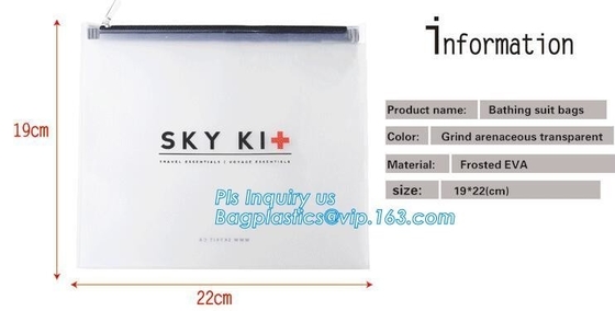 Waterproof slider zipper cosmetic bag with zipper and logo, Packing underwear slider pvc toiletry bag vinyl beachwear co