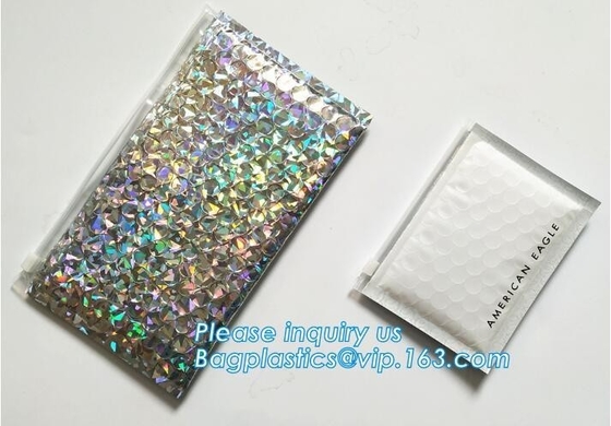 Poly Bubble Mailer with Zip on Top Glitter Make Up Bags,Metallic Glossier Pink Cosmetic Packing k Bubble Pouch Sli