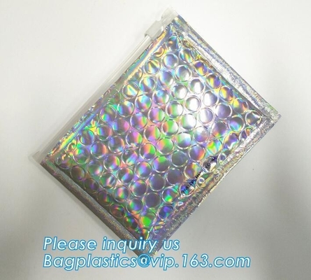 Poly Bubble Mailer with Zip on Top Glitter Make Up Bags,Metallic Glossier Pink Cosmetic Packing k Bubble Pouch Sli