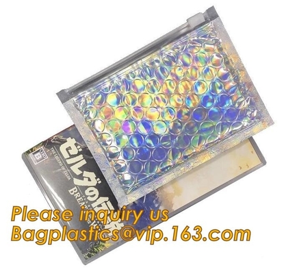 k Bubble Bag Zipper Padded Bag with LOGO for Cosmetic,custom colorful metallic bubble zipper bag Packaging Cosmeti