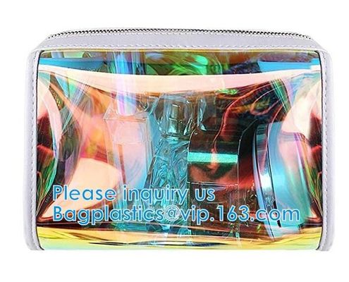 Custom Shell Shaped White Nylon Mesh Cosmetic Bag Pouch For Make Up,Hologram Vinyl Material Pvc k Holographic Bag