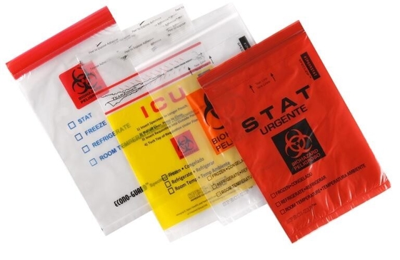 Red Biohazardous Disposal Medical Waste Trash Bags on Roll, PE asbestos bag, biohazard bag, pe cover film, rubble sack