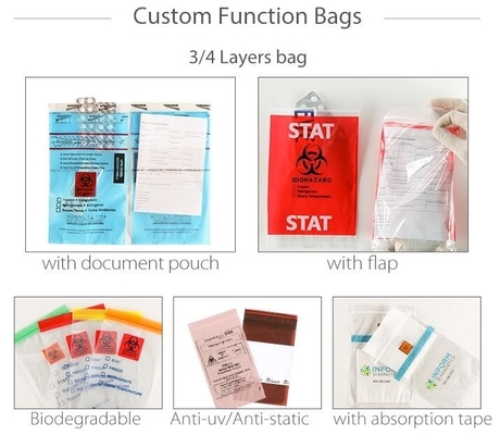 Red Biohazardous Disposal Medical Waste Trash Bags on Roll, PE asbestos bag, biohazard bag, pe cover film, rubble sack