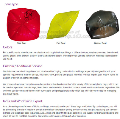 Specimen bags, autoclavable bags, bio, Biohazard waste bags, sacks, Cytotoxic Waste Bags