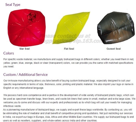 infectious biohazard bags, Clinical supplies, biohazard,Specimen bags, autoclavable bags, sacks, Cytotoxic Waste Bags