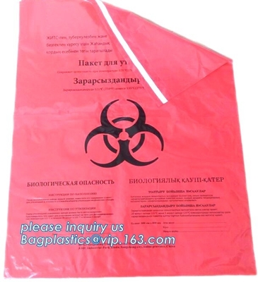 Medical Waste Bag For Medical Use, Yellow/Red/Black Biohazard Infectious/Medical Waste Bag/Liner With Drawcord/Drawstrin