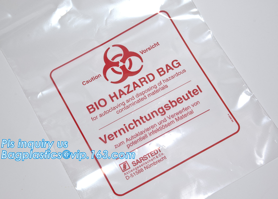 Blood Transport Bags, first aid bag pac Pre-Printed Poly Bags For Disposing Waste. Plastic Bags For Health Applications