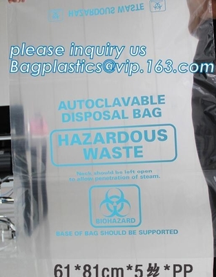 Infectious Emergency Autoclavable Biohazard Bag On Roll Warning Label/Sterilization Indicator Health Needs