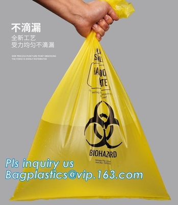 Specimen HDPE Medical Waste Disposal Bags Disposable Plastic Medical Biohazard Bag, Autoclavable Polypropylene Bags