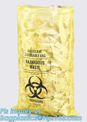 Specimen HDPE Medical Waste Disposal Bags Disposable Plastic Medical Biohazard Bag, Autoclavable Polypropylene Bags