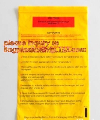 Biohazard Specimen Bag with Document Pouch, Industrial waste disposal, biodegradable waterproof plastic k poly pe