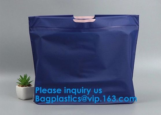 Custom Size Soft Flexi Loop Handle Gold Plastic Shopping Bag Restaurant Takeaway Bag With Printing Square Bottom Plastic