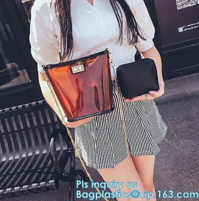 Logo Printed Customized PVC Tote Shopping Bags, Fashionable Plastic Clear PVC Beach Bag Beach Tote Shopping Bag, carrier