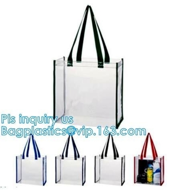 clear vinyl pvc zipper bags with handles, waterproof shopping clear pvc cosmetic handles plastic bag with snap button
