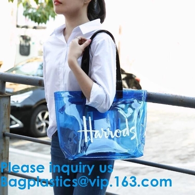 Clear Shopping Bag Transparent PVC Beach Handbag Tote Shoulder Bag Beach Waterproof Large Capacity Foldable Travel Stora