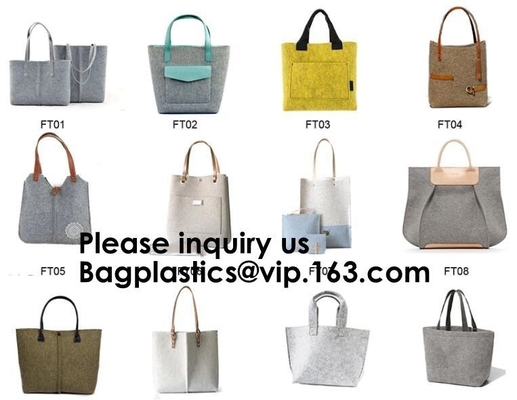 Promotional Custom Made Silk Screen Printing Tote Felt Bag, Shopping Bag,Beach Bag with Leather Handle Shopping Women Ba