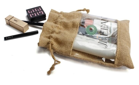 vinyl drawstring organza gift bags, Jute PVC bag, Drawstring Jute window bag, Jute PVC window, Transparent PVC Window