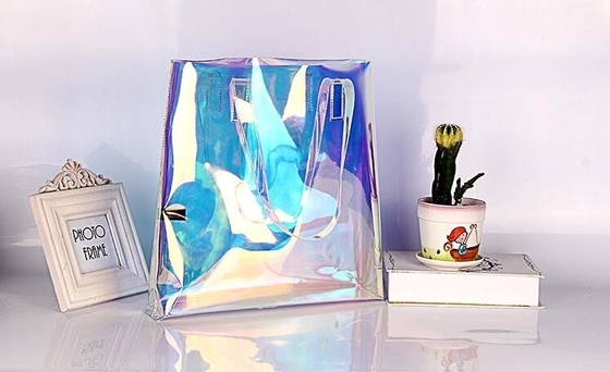 Female Holographic Transparent Handbags Beach bag Laser Clear PVC Tote Shopping Bag tote shopping bags for ladies