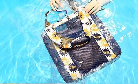 fashion handbags customised plastic pvc tote beach bag transparent, Travel Beach Camping Mesh Shoulder Tote Beach bag