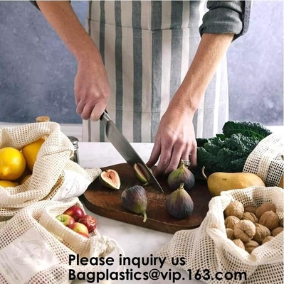 Reusable Produce Bags of Unmatched Quality - Natural Cotton Mesh is Biodegradable,Cotton Packing Bags For Fruit & Vegeta