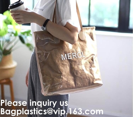 Washable Paper Bag Waterproof Shopping Tote Bags Tyvek Bags,Embroidered / Silk Screen Printed /  Transfer Print / Sublim