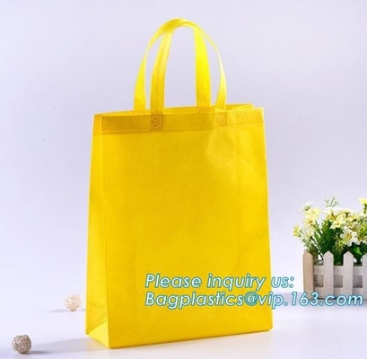 eco friendly non woven bag, Custom logo printed yellow non woven gift pouch drawstring non woven bag, BAGEASE, PAK, PKG
