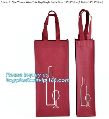 non woven wine tote bags, single bottle size, 6 bottle bag, 8 bottle bags, Big size Non woven bag 100 gsm, bagease pack