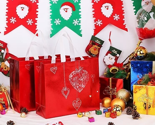 Glossy Glitter Durable Reusable Grocery Bag Tote Bag Handles Bag,Medium Non-woven Fashionable Present Bag Gift Bag,Goodi
