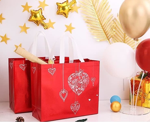 Glossy Glitter Durable Reusable Grocery Bag Tote Bag Handles Bag,Medium Non-woven Fashionable Present Bag Gift Bag,Goodi