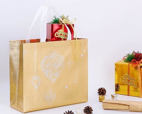 Glossy Glitter Durable Reusable Grocery Bag Tote Bag Handles Bag,Medium Non-woven Fashionable Present Bag Gift Bag,Goodi