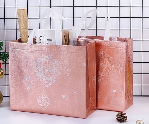 Glossy Glitter Durable Reusable Grocery Bag Tote Bag Handles Bag,Medium Non-woven Fashionable Present Bag Gift Bag,Goodi