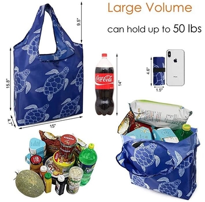 Grocery Tote Bags Foldable Into Attached Pouch, Waterproof Reusable Gift Bags, Washable, Durable And Lightweight