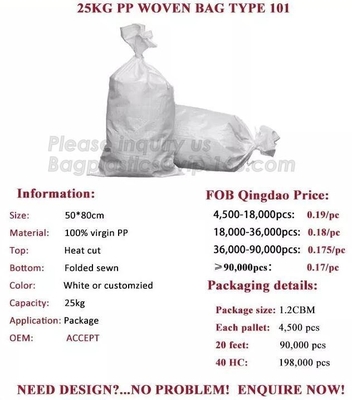 Wholesale 20kg 25kg Polypropylene Woven Sand Bags, plastic containers for cement, flour packaging PP Woven Bag 50kg