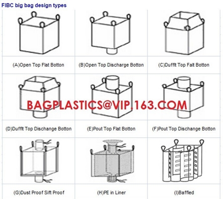 Jumbo bags PP Top Open Bags PP Inner Corner Bags PP Circular Ton Bags PP Single Belt Bags PP Double Belt bags PP Top Fla