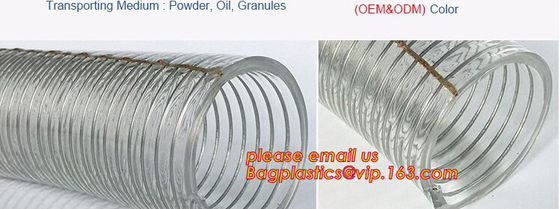 PVC suction hose, PVC Steel Wire Hose Soft Light and Long Usage Life Layflat Hose Steel Wire Reinforced Hose