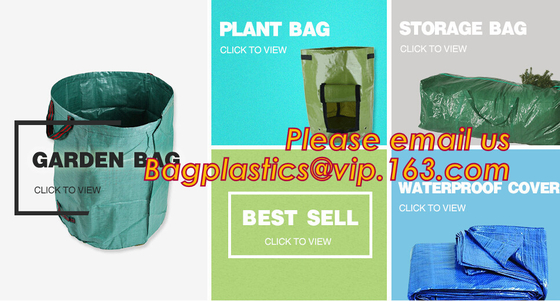 Square Bottom Green Leaf Collector Biodegradable Garden Bags PP WOVEN Fabric garden waste sacks with handles