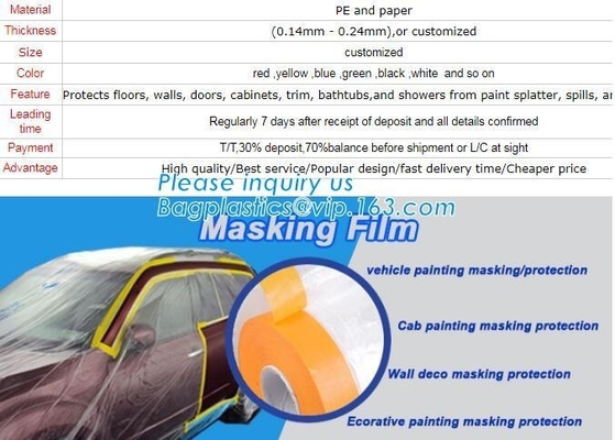 Drop Film Roll Overspray Disposable Table Cloth Cover, Drop Film Roll With High Temperature Resistance Masking, Tape