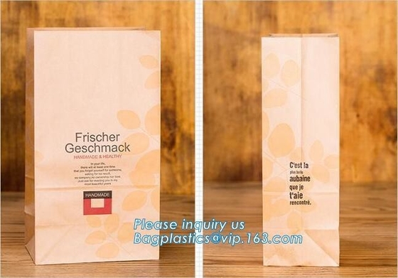Beautiful printing Food grade package bread takeout Brown Kraft Paper Bag for bakery retail,Best quality food grade cust