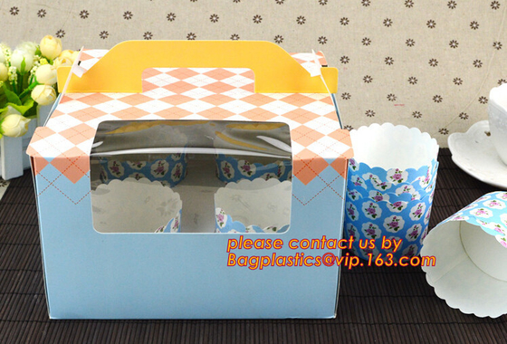 Custom cheap wholesale food grade paper cardboard cake box with handle