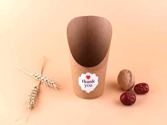 Paper Custom Fried Disposable Hamburger Box Cup French Container Fries Kraft Fries Box Cone Shape bag