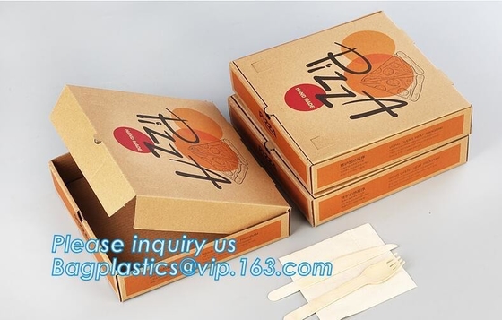 Custom Pizza Packing Paper Box Corrugated With Different Size, Recycle Paper Simple Pizza Package Lunch Box