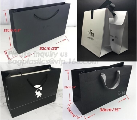 BIO-DEGRADABLE And RECYCLABLE Black Bowknot Ribbon Handles Eco Retail Packaging Holiday Gift Bags, Shopping Bags, Retail