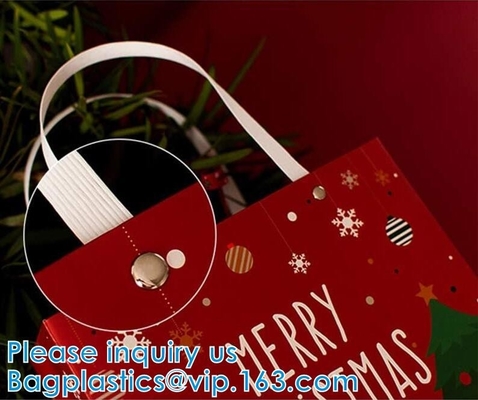 Christmas Large Gift Tote Bags Paper Bags With Handles Holiday Kraft Bags Goody Gift Bags Scarf Glove Gift Bags With Gre