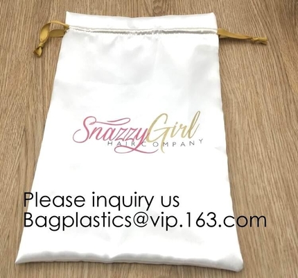 Black Satin Hair Drawstring Bag With Tassels,Pink Satin Hair Dust Bag Cotton Drawstring Makeup Pouch, bagease package