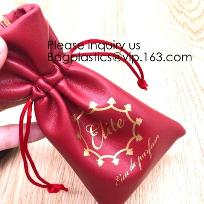 promotional fancy small waterproof black pu drawstring leather bag for money,logo making for promotion PU drawstring bag