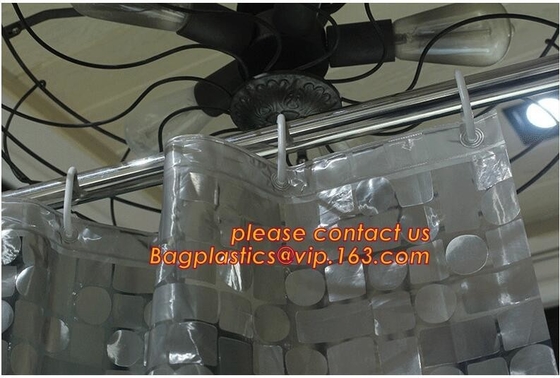 Shower Curtain 180X180 cm Waterproof Peva Material incl. 12 oval Shower Rings, decorative Dobby printing shower curtain